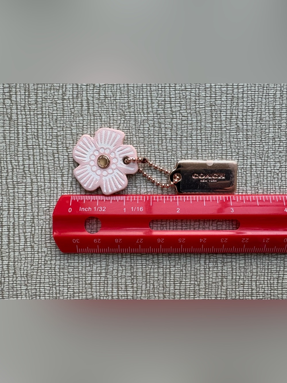 NWOT COACH Pink Leather Tea Rose Rose Gold Hang Tag Hangtag Mini Bag Charm Fob - Picture 3 of 3